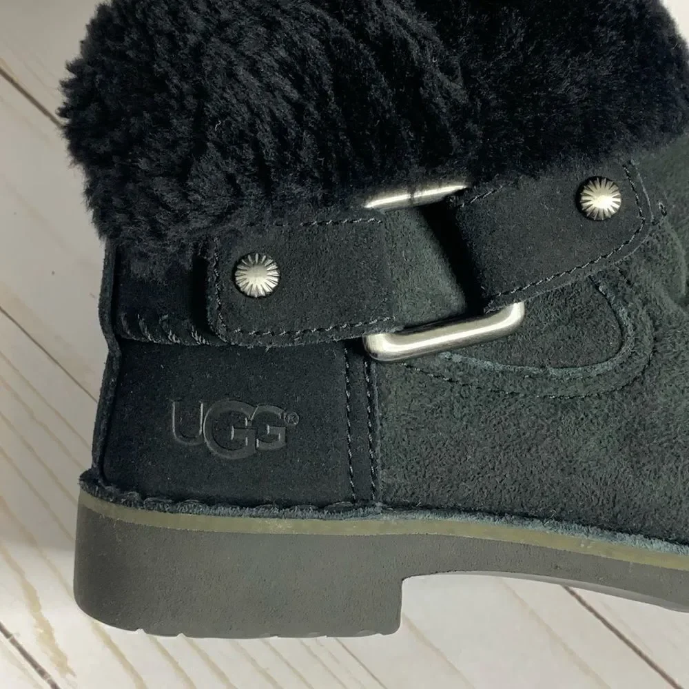Ugg Cedric Black fur lined leather boots